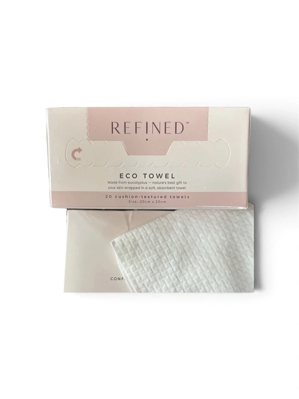 Refined Eco Towel Made from Eucalyptus Cushion Textured 20 Towelettes NEW PC